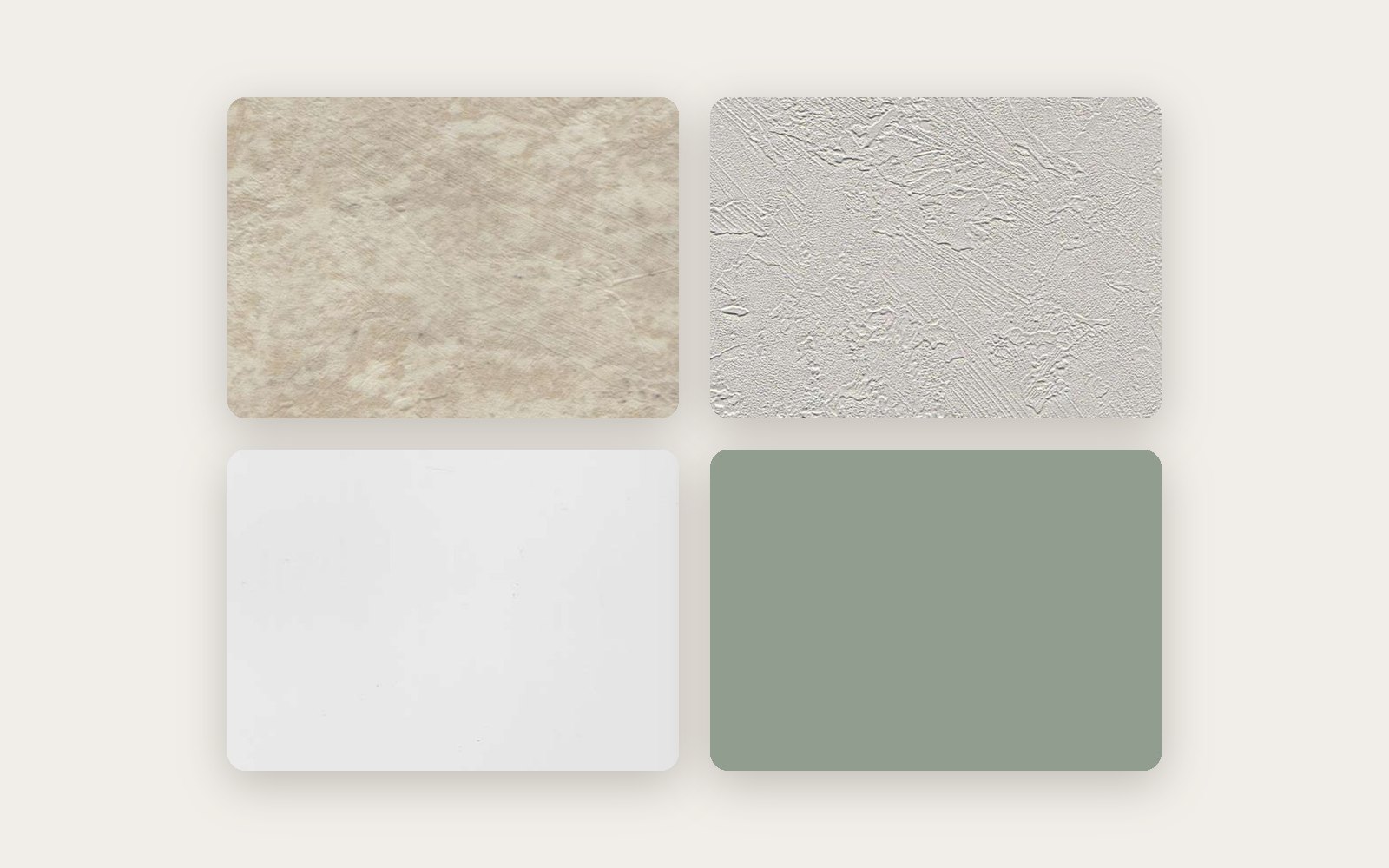 Bathroom cabinet surfaces in travertine, concrete, white and aqua green