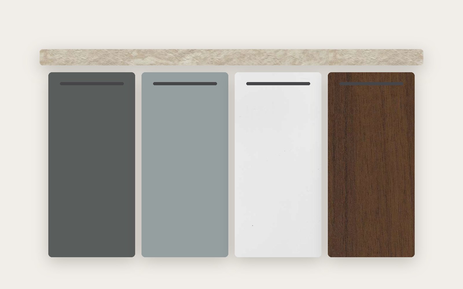 Kitchen cabinet doors in grey, green, white and walnut PVC foil