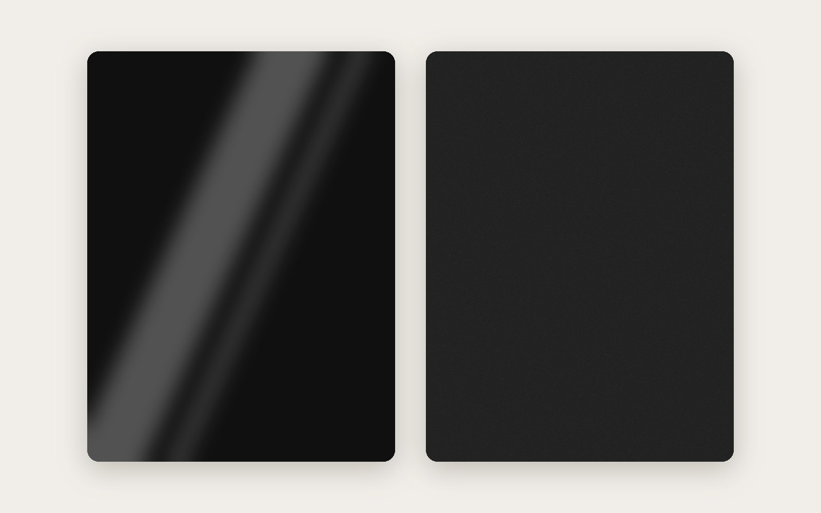 Gloss black and matt black Soft Touch PVC foil surfaces